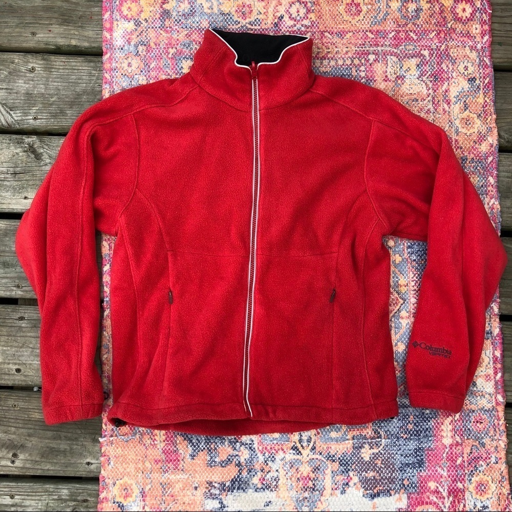Columbia red interchange core zip‎ up fleece